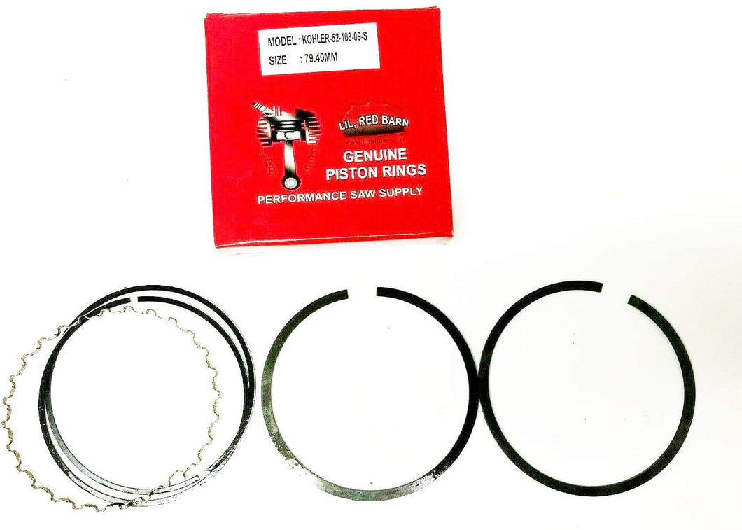 Piston Ring Set Fits Kohler KT17, KT19, M18, M20, MV16, MV18, MV20,Replaces Kohler 52-108-09-S