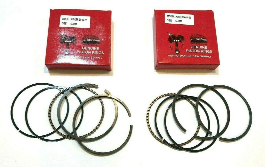 Two Sets of Standard Piston Rings 1.2mm Thick Top Ring. 77mm Diameter Replaces Kohler # 22-108-22-S, 22 108 22, 2210822 Fits Kohler Engines Ch18-Ch22, Cv18-C0v22, Ch620-641,Cv620-64